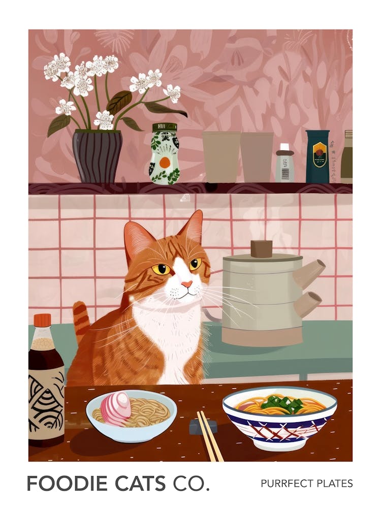 Foodie Cats Co Cat And Ramen In The Kitchen 1