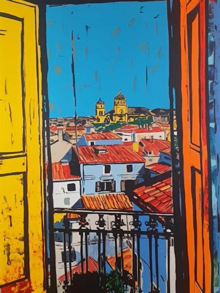 Window View Of Lisbon Portugal In The Style Of Pop Art 2