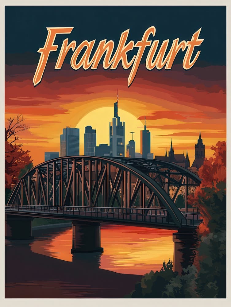 Aihrgdesign A Mid Century Modern Travel Poster For Frankfurt