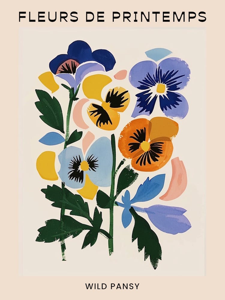 Spring Floral French Poster  Wild Pansy 1
