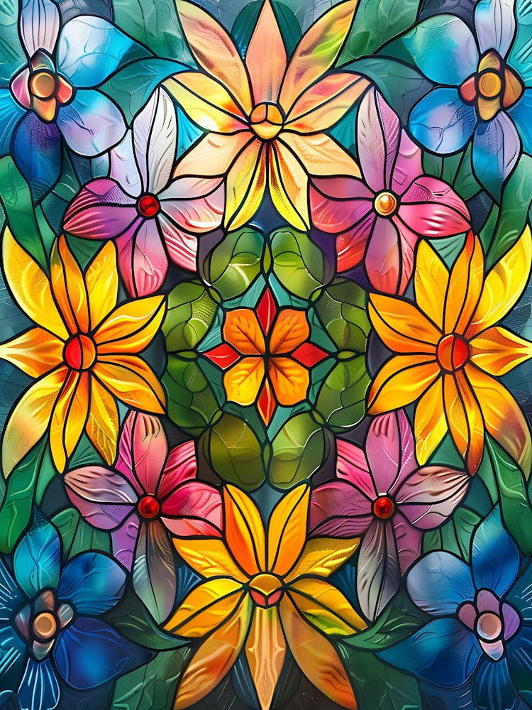Colorful Stained Glass Flowers 8