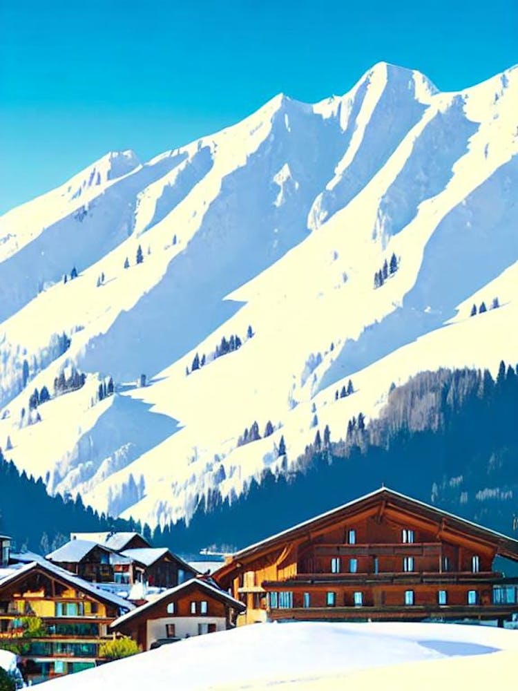La Clusaz, France Midcentury Vintage Skiing Poster