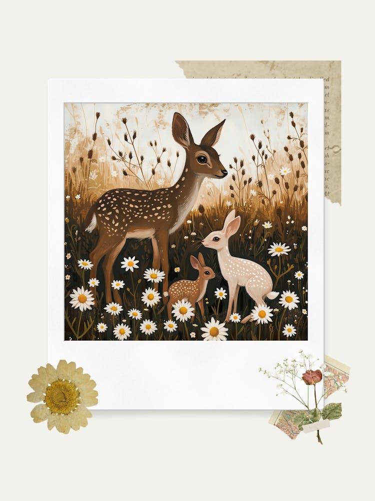 Scrapbook Deer And Rabbits Fairycore Painting 2