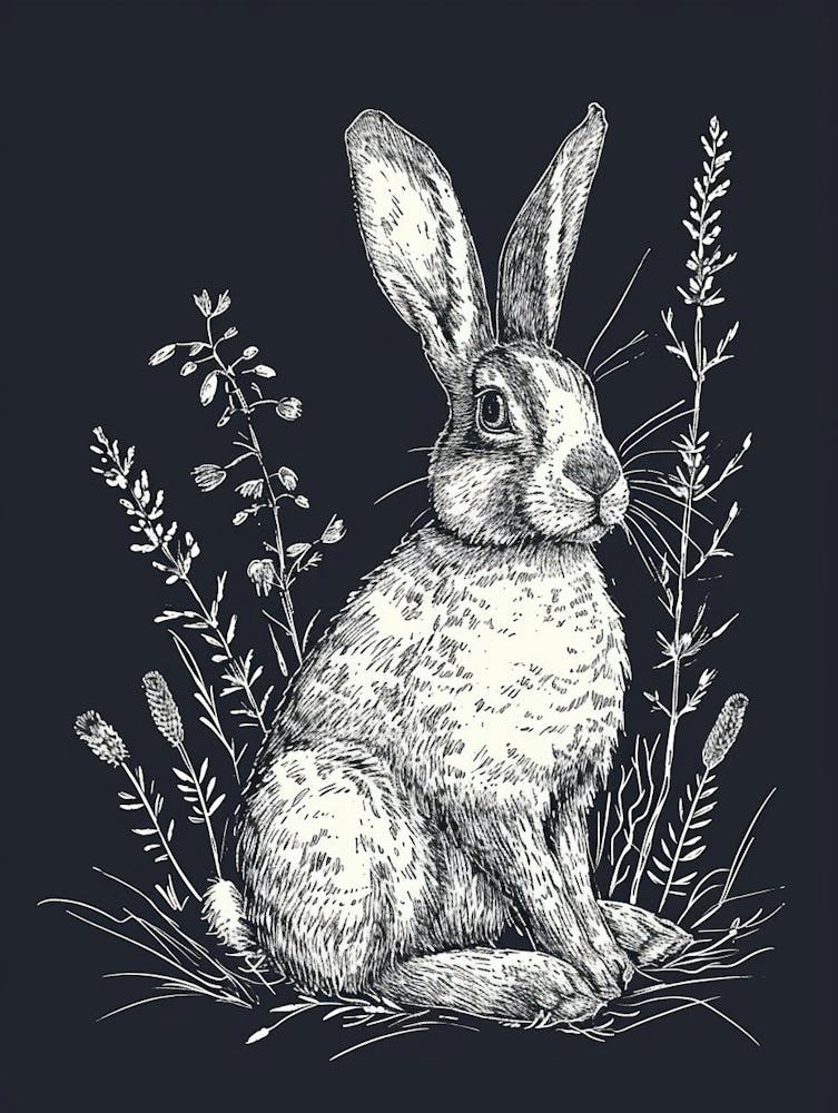 Harlequin Rabbit Minimalist Illustration 3