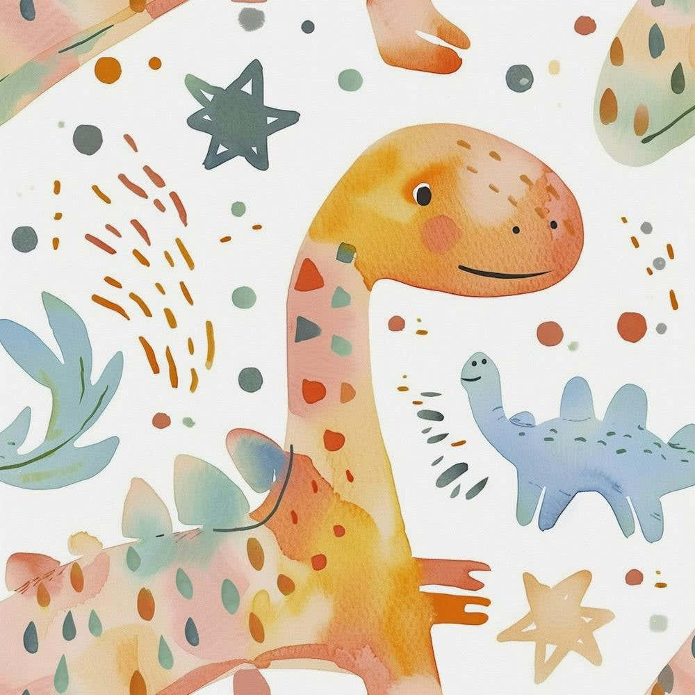 Starry Dinosaur Muted Pastels Pattern 1