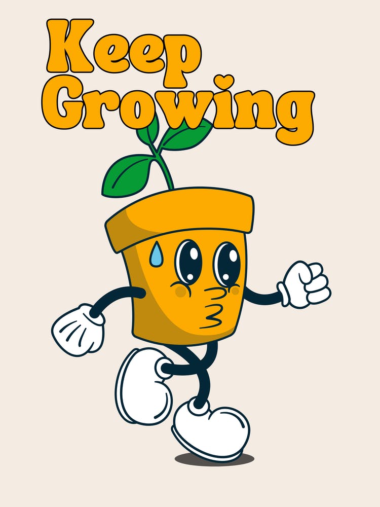 Self Growth Motivational Retro Cartoon 1
