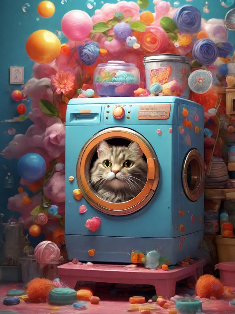 Cat In A Washing Machine