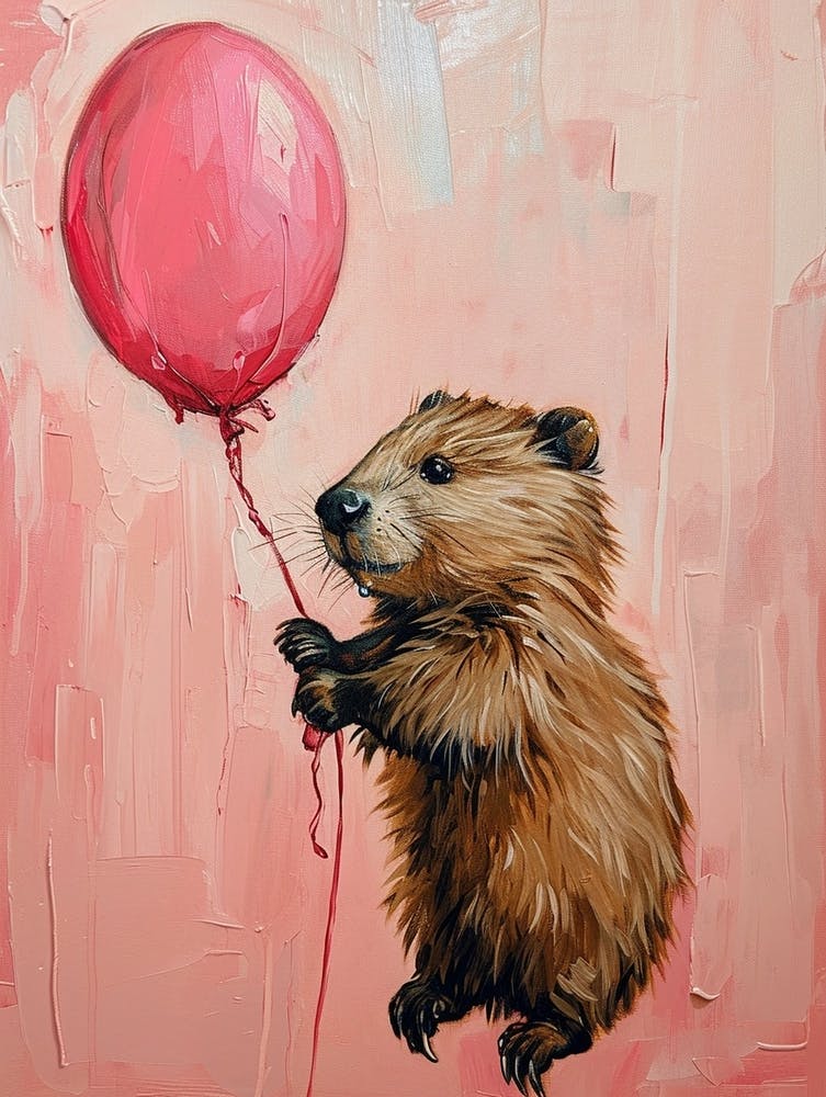 Cute Beaver 3 With Balloon