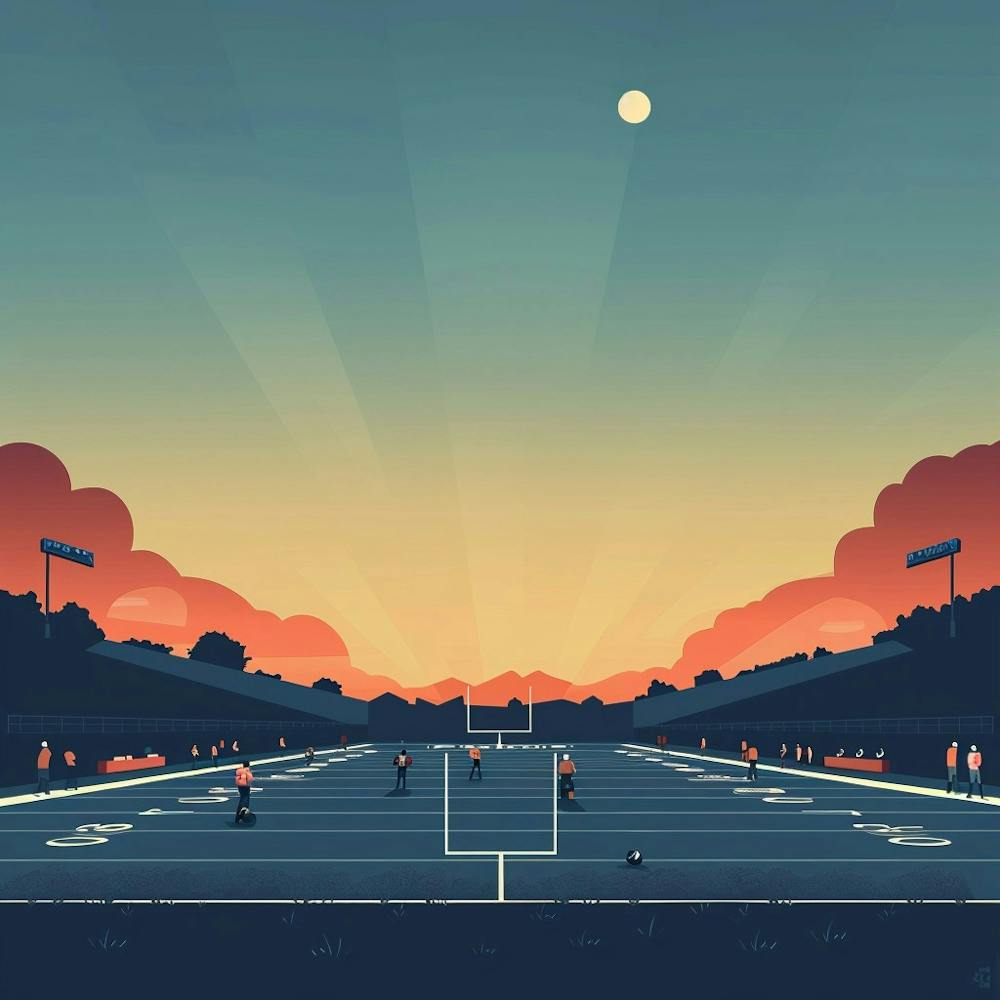 Football Field At Sunset