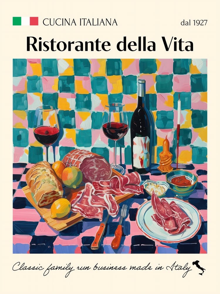 Ristorante Della Vita Trattoria Italian Poster Food Kitchen