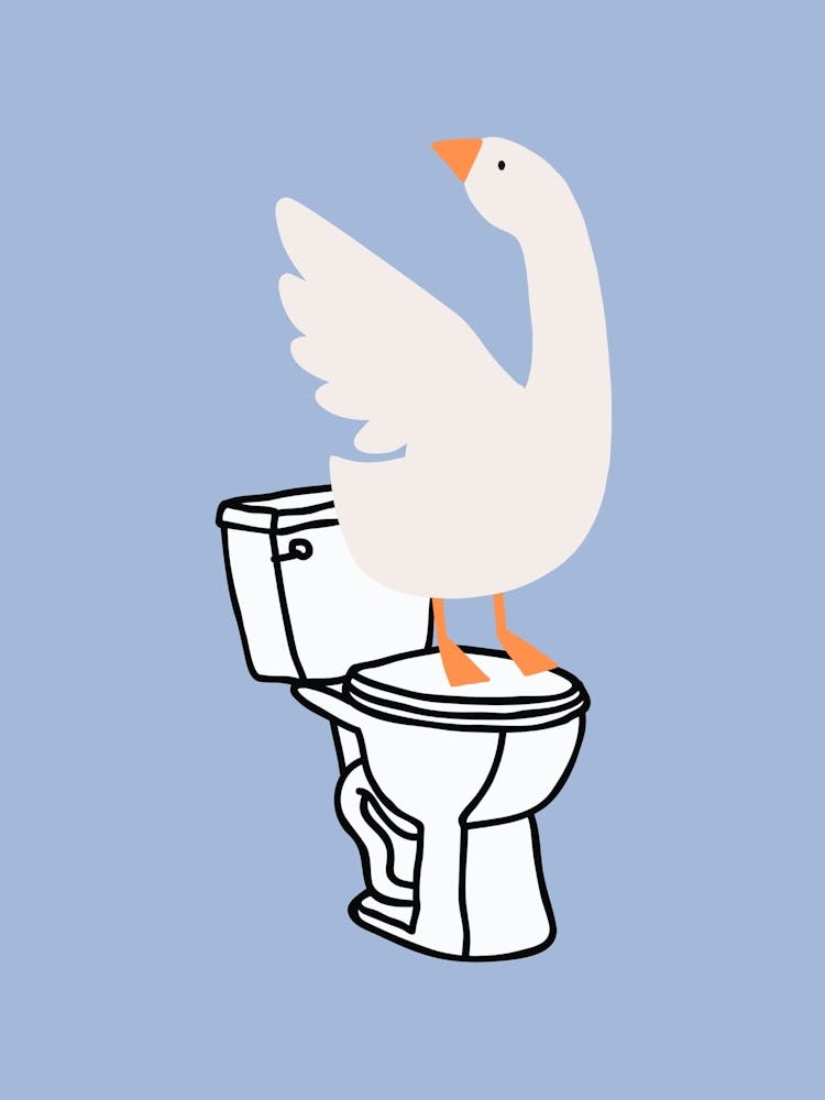 Silly Goose on Toilet Blue