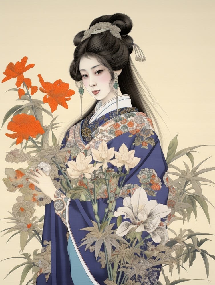 Ayame Japanese Iris 2 Vintage Japanese Botanical And Geisha