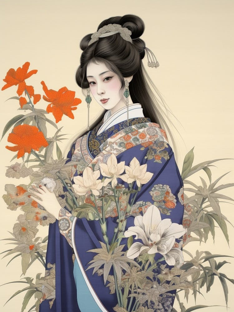 Ayame Japanese Iris 2 Vintage Japanese Botanical And Geisha