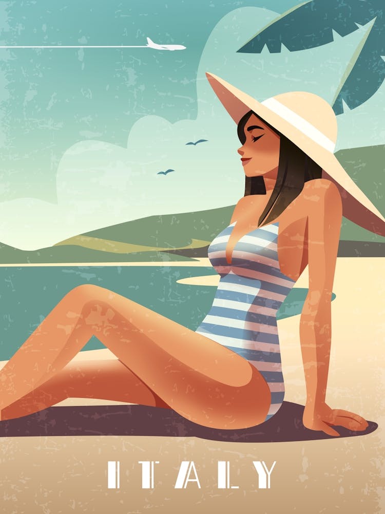 Italy - Boho Retro travel poster