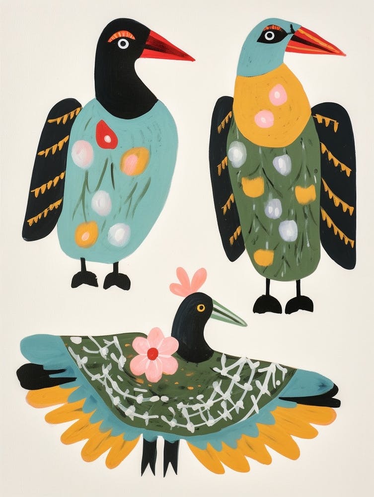 Folk Style Bird Painting Duck 2