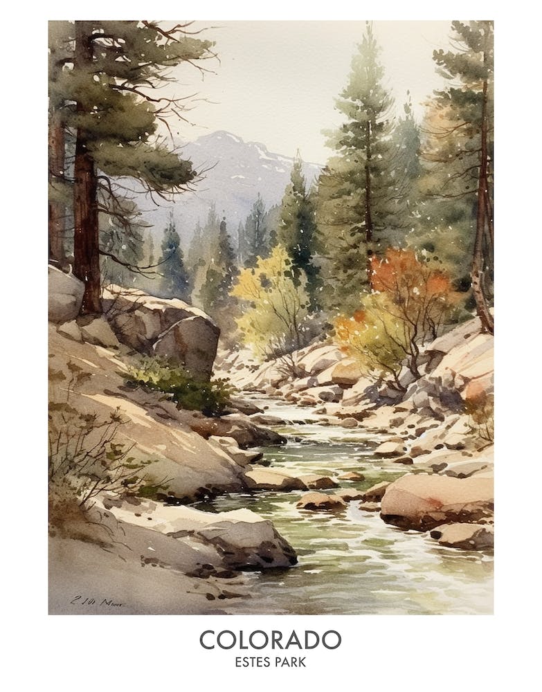 Estes Park, Colorado 1 Watercolor Travel Poster