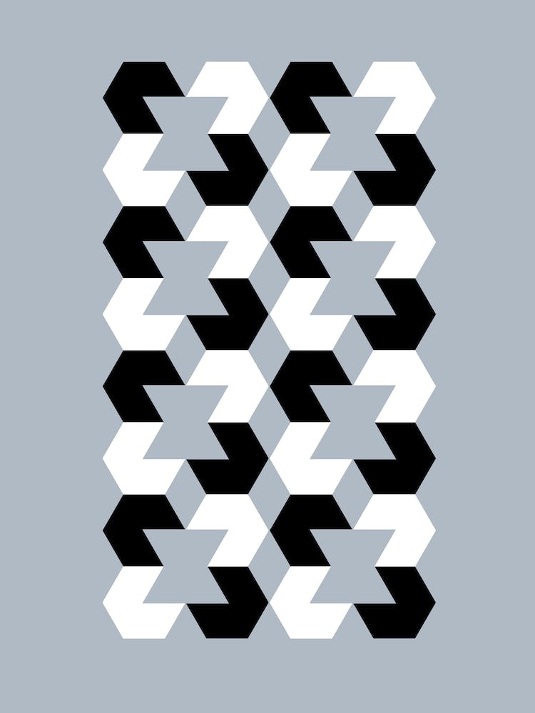 Hexagon Op Art Grey