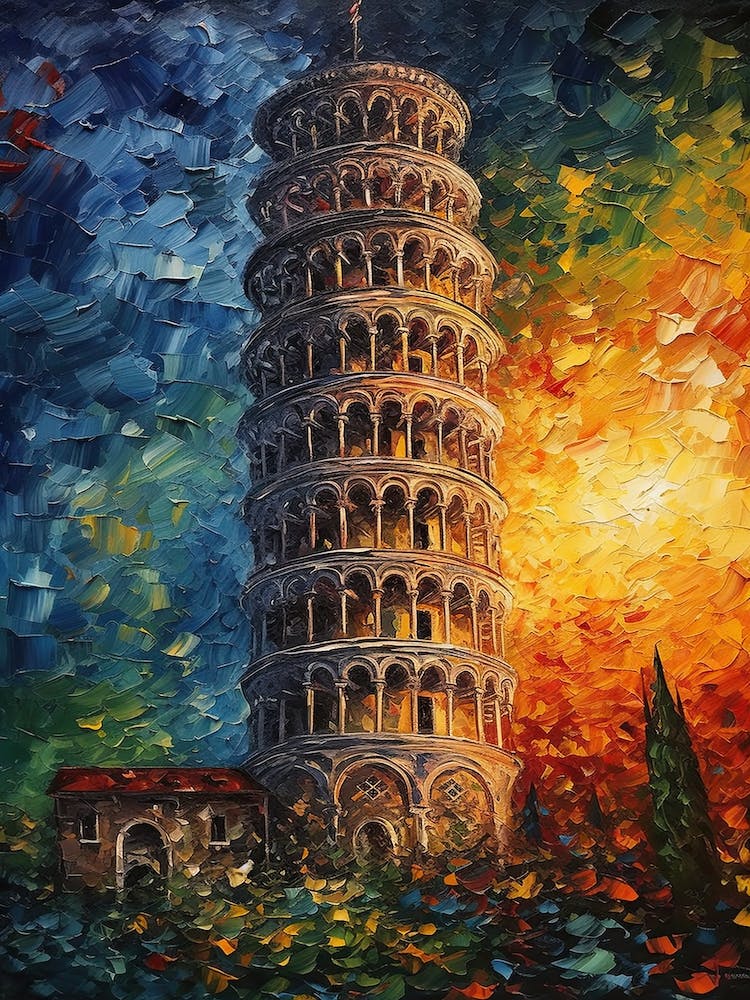 Tower Of Pisa Van Gogh Style 2