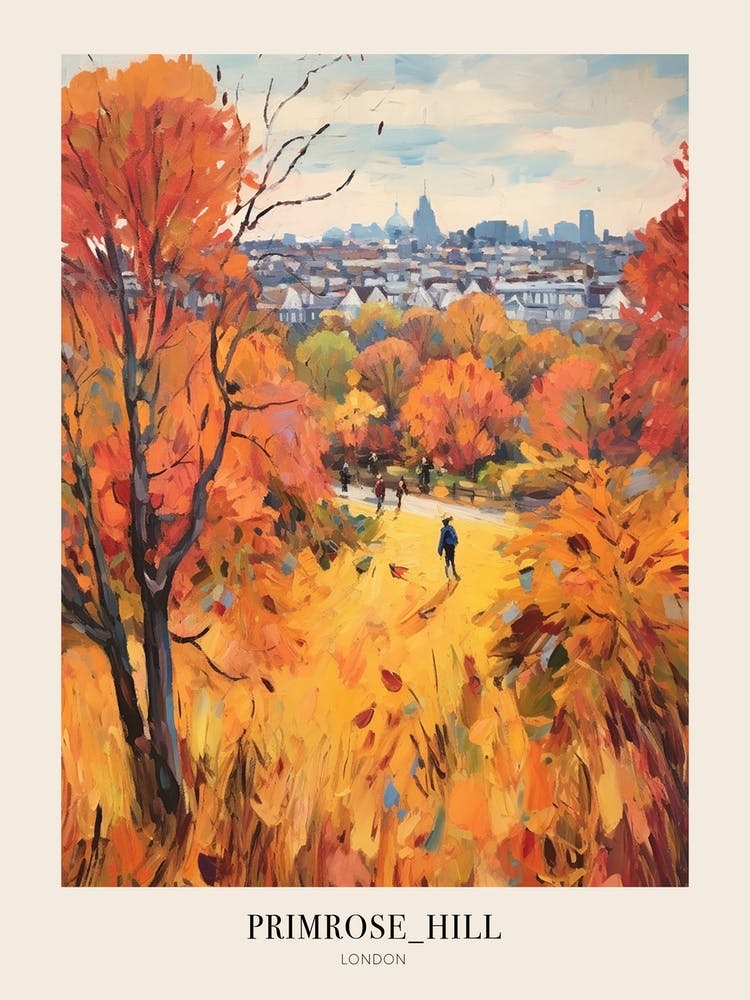 Autumn City Park Painting Primrose Hill London 3 Poster