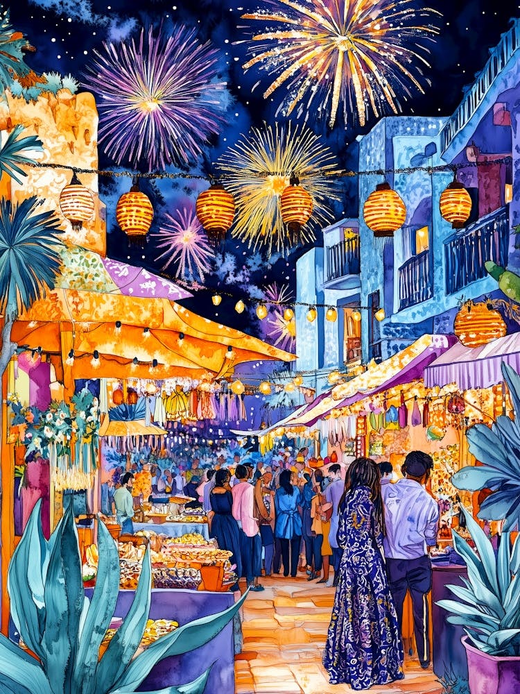 Night At The Market Mexican art 1