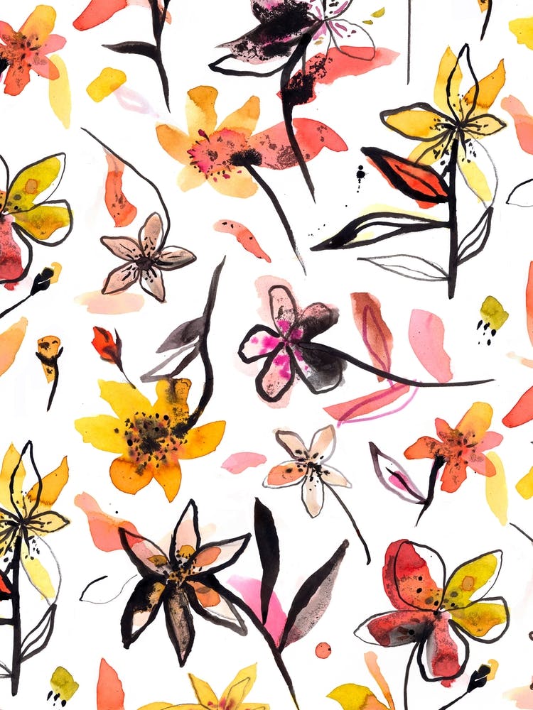 Fleurs à l'encre Jaunes