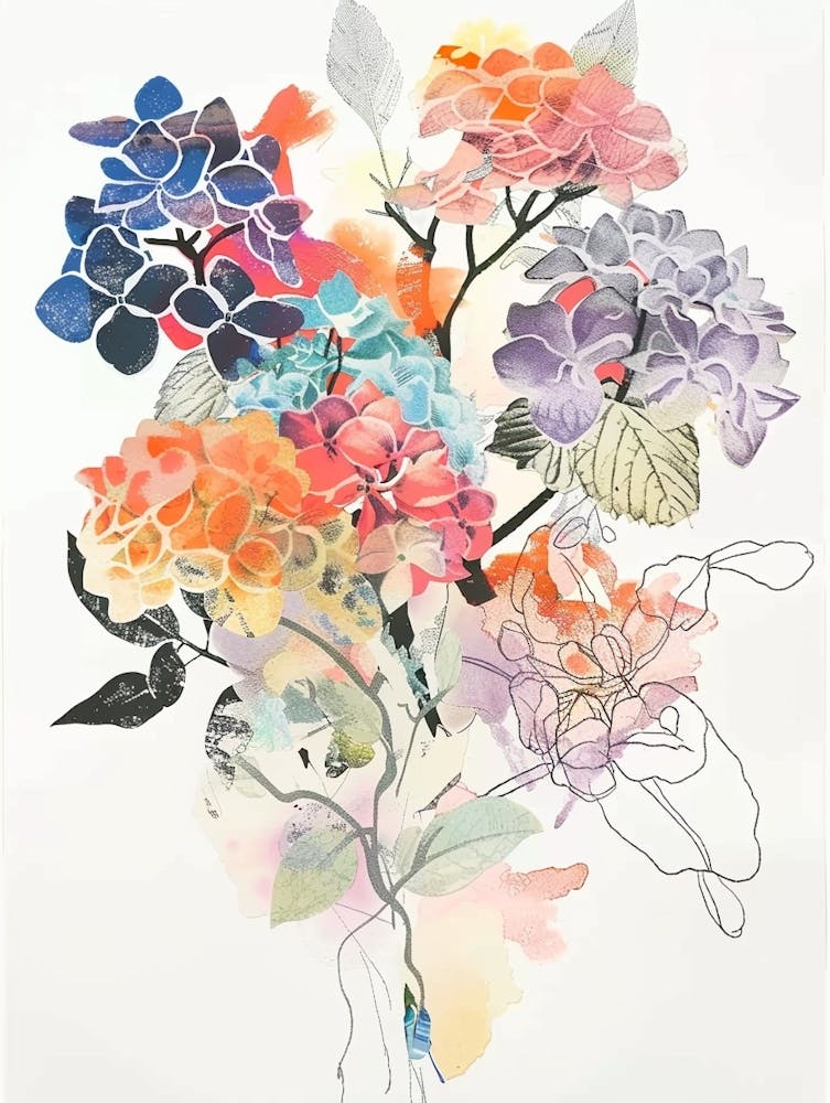 Hortensia 6 Collage Bouquet de fleurs