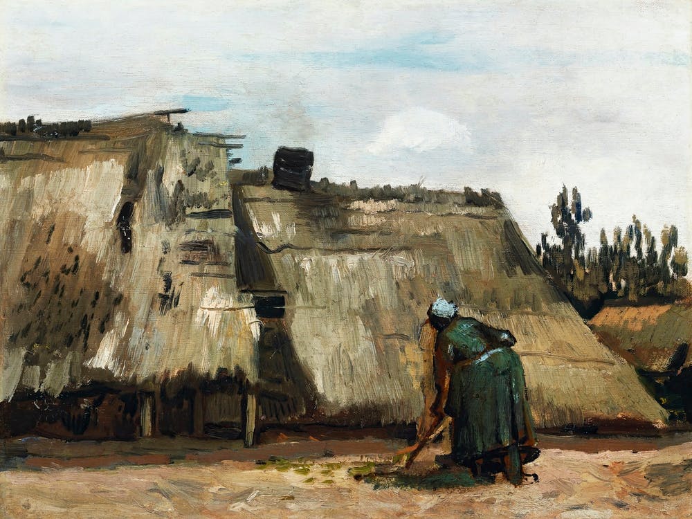 A Peasant Woman Digging In Front Of Her Cottage (1885), Vincent Van Gogh