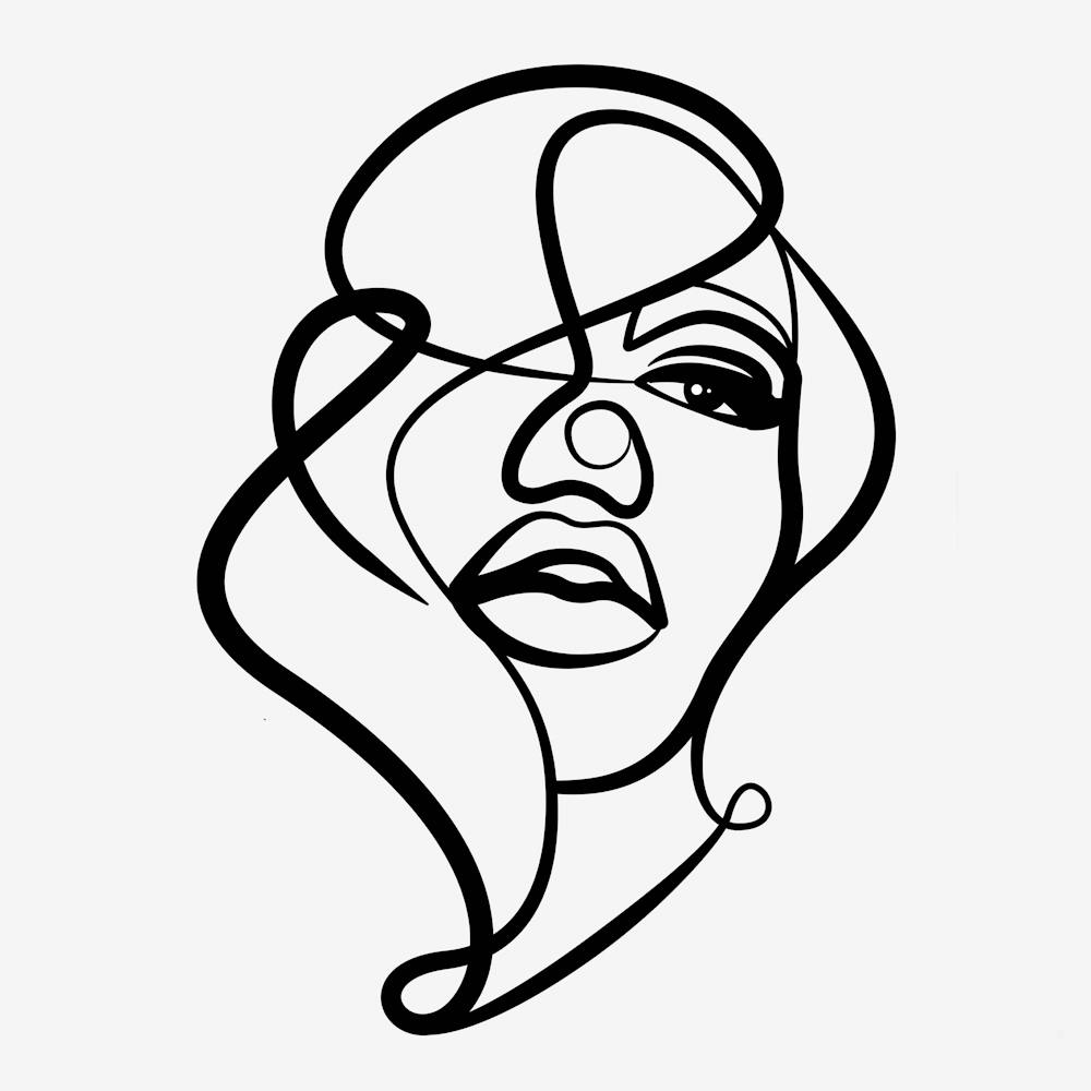 Mädchengesicht Minimale Linienkunst