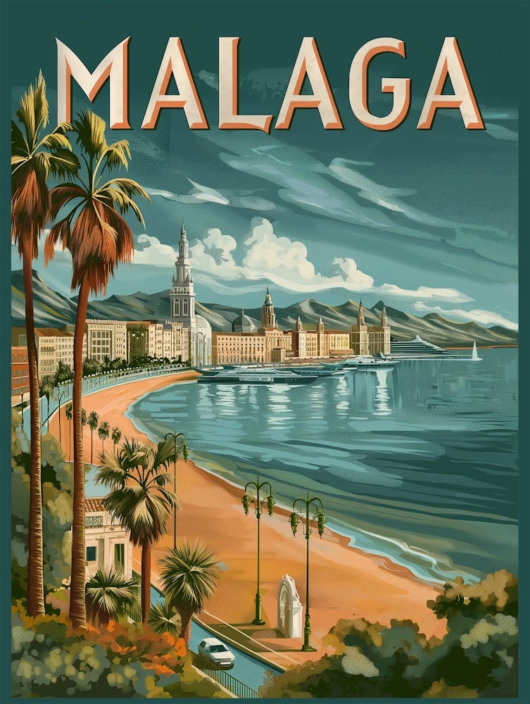 Malaga Vintage Travel Poster