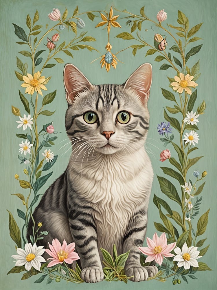 Kitten In Flowers