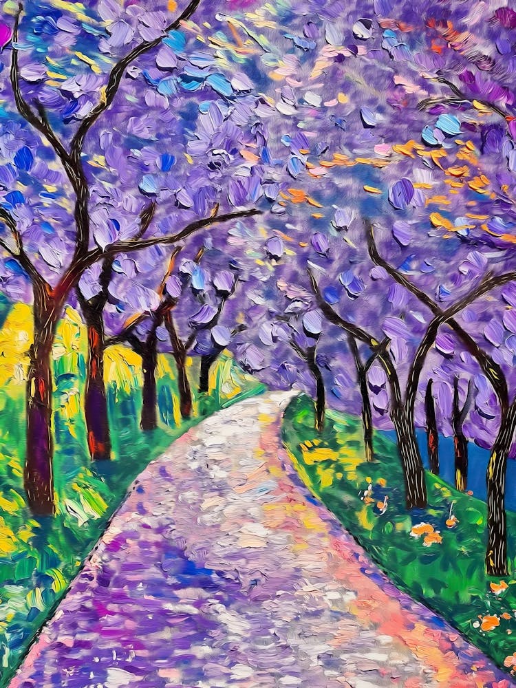 Jacaranda Blossoms Tree Oil Painting