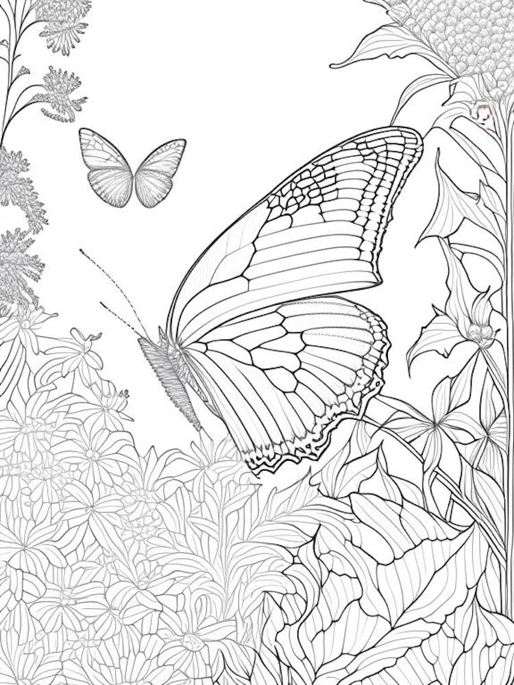Butterfly In Garden William Morris Inspired 3