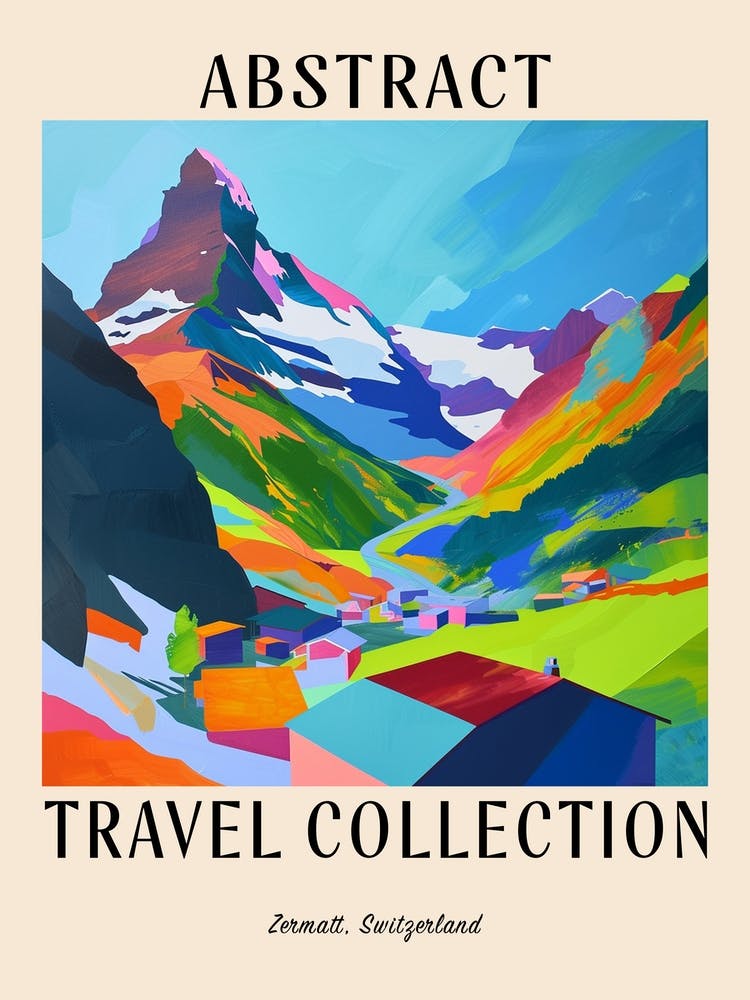 Abstract Travel Collection Poster Zermatt Switzerland 1