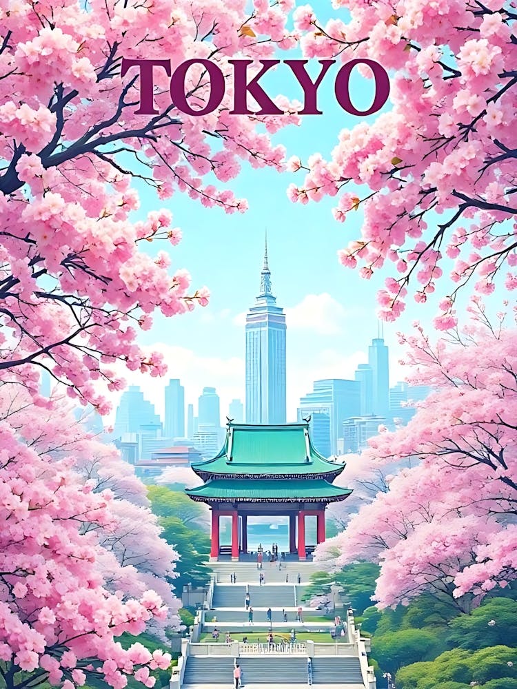 Tokyo Japan Vintage Digital Travel Poster 26