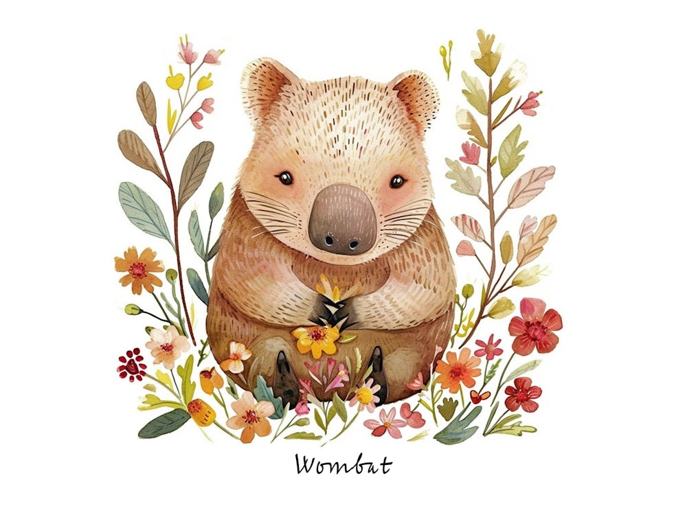 Little Floral Wombat 3 Poster