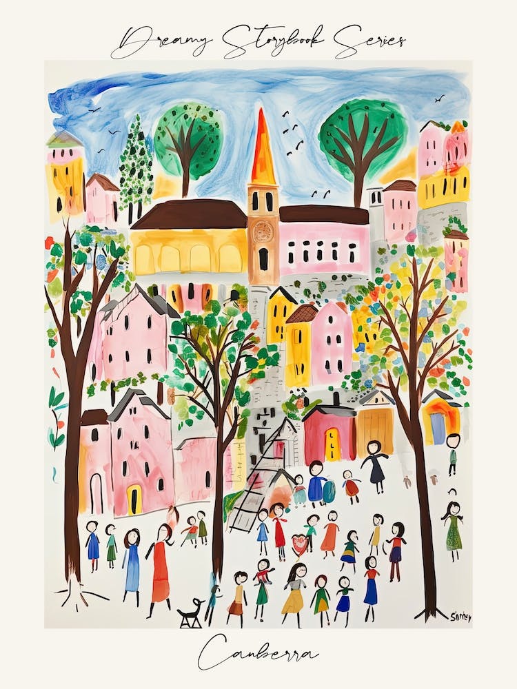 Affiche de Canberra, Illustration de livre de contes onirique 1
