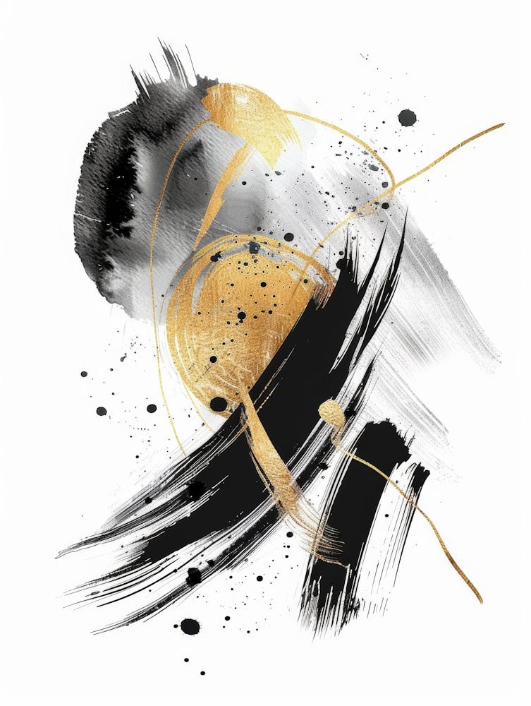 Abstract Black And Gold Painting 61