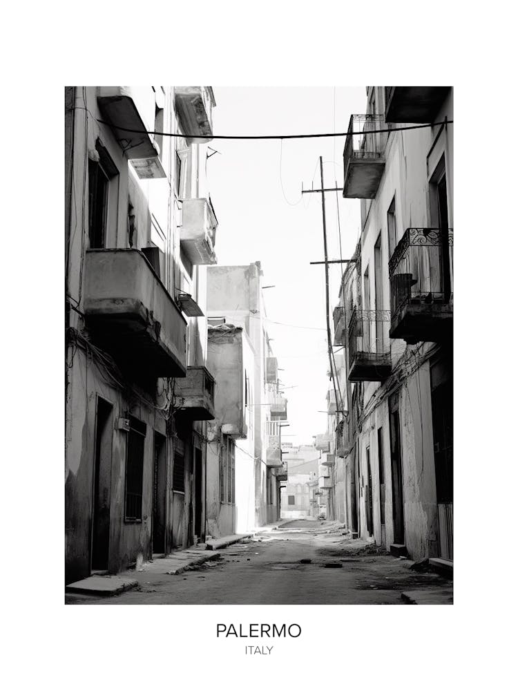 Poster Of Palermo, Italy, Black And White Photo 4