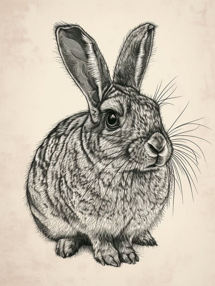 Chinchilla Blockprint Rabbit Illustration 9
