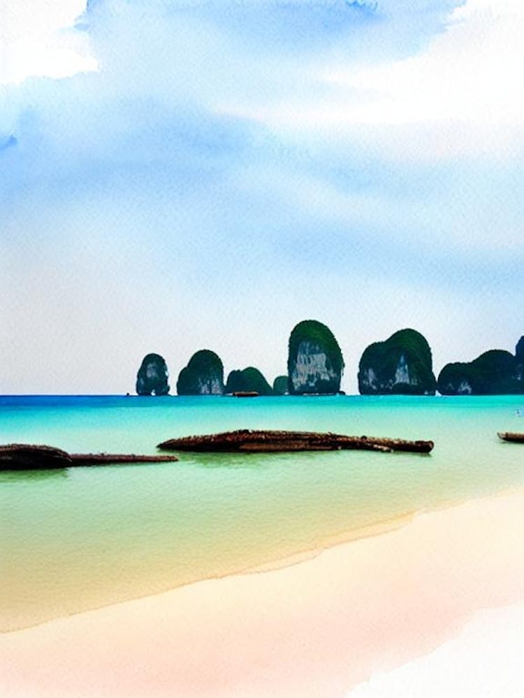 Railay Beach 2, Krabi, Thailand Watercolour