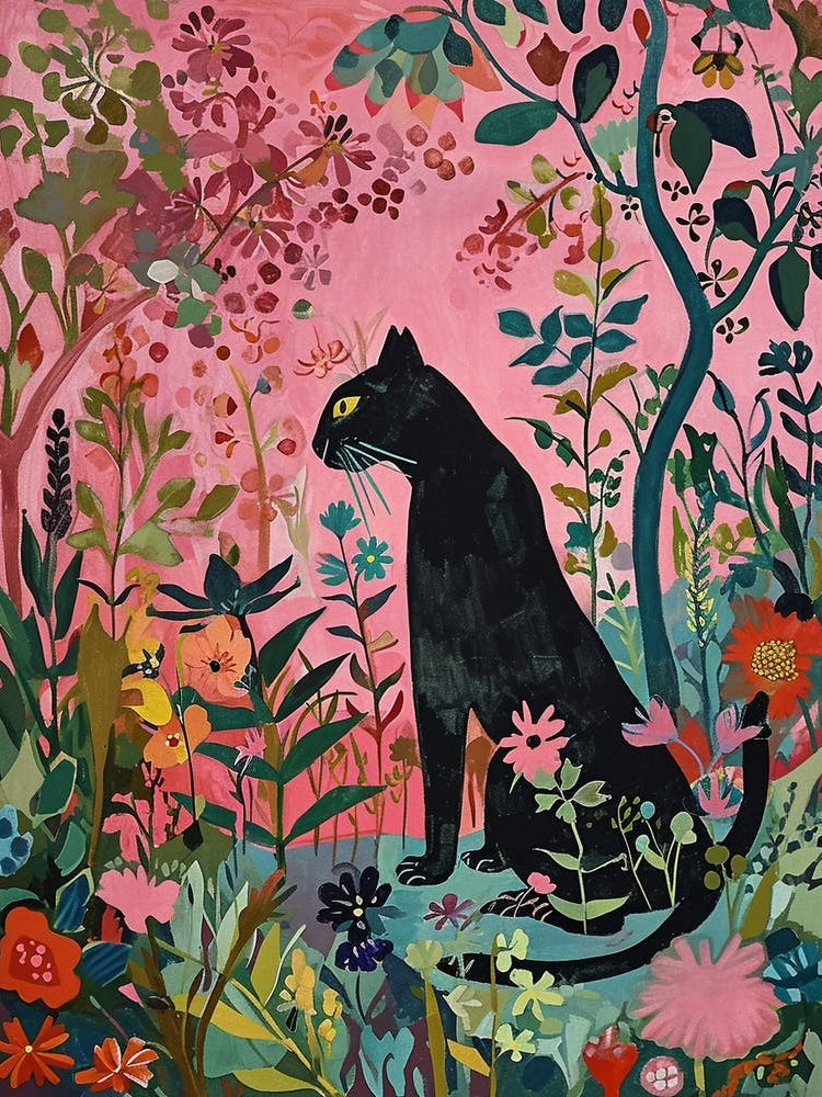 Floral Animal Painting Panther