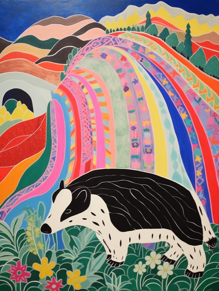 Peinture Animalière Maximaliste Blaireau 5