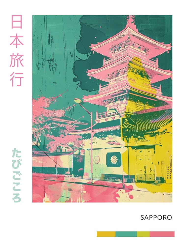 Sapporo Retro Duotone Silkscreen Poster