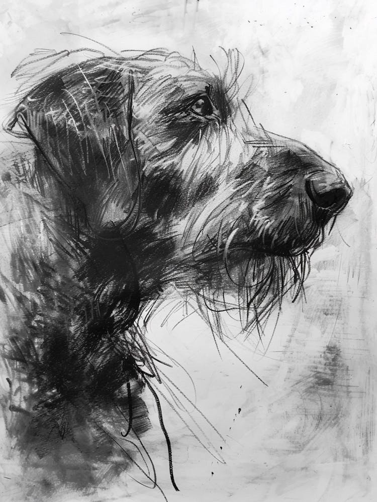 Otterhound Dog Charcoal Line 2