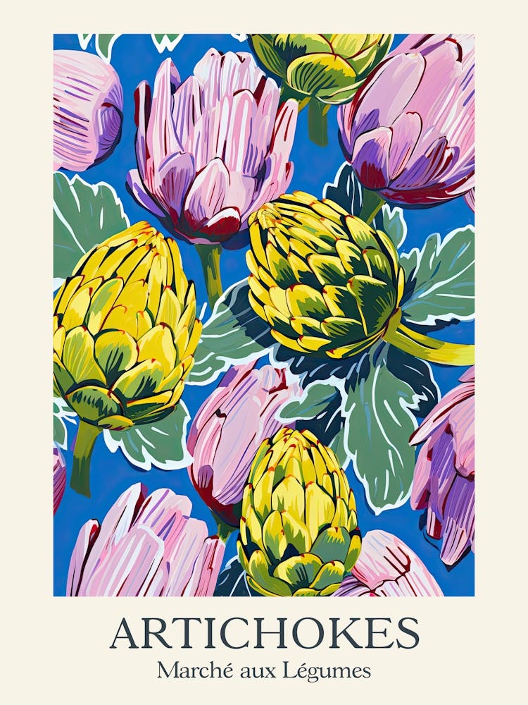 Marche Aux Legumes Artichokes Summer Illustration 3