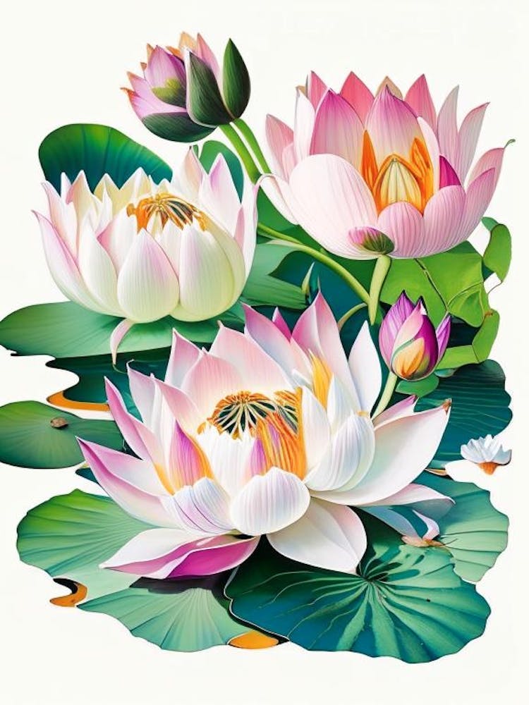 Lotus Flowers In Park Decoupage 5