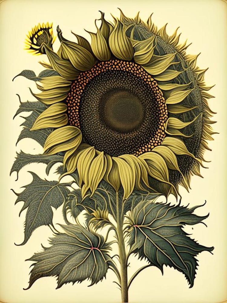 Sunflower Wildflower Vintage Botanical 1