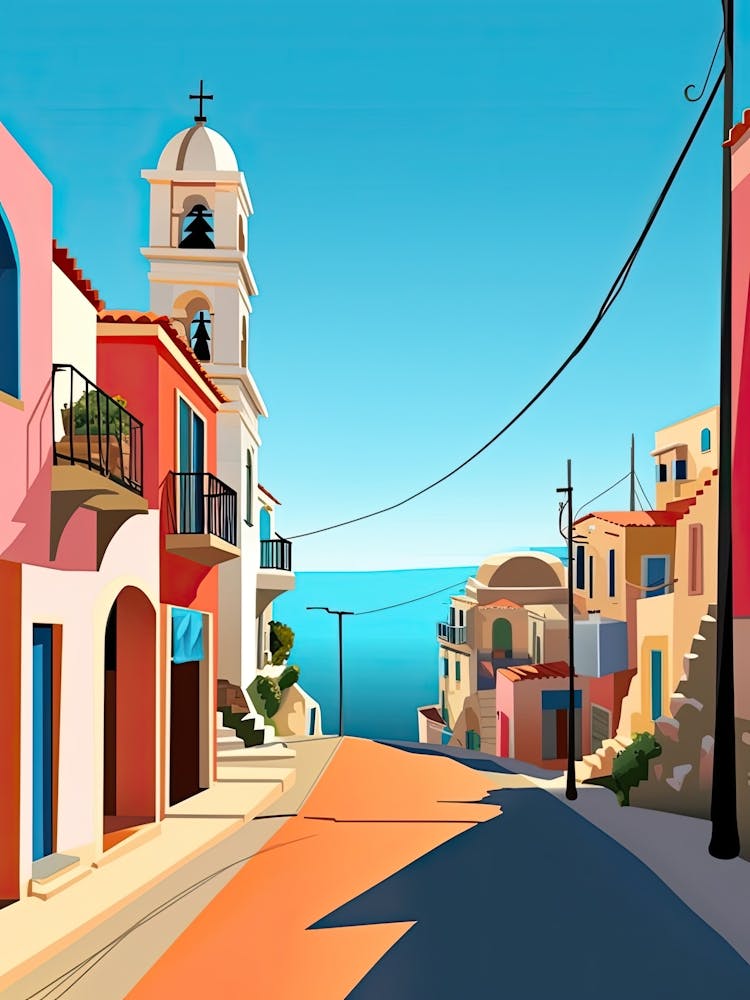 Algarve, Portugal, Flat Illustration 1