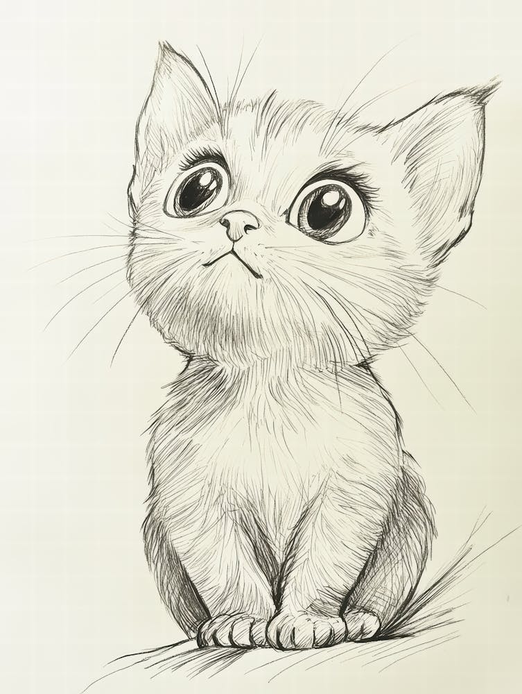 Cute Kitten Drawing