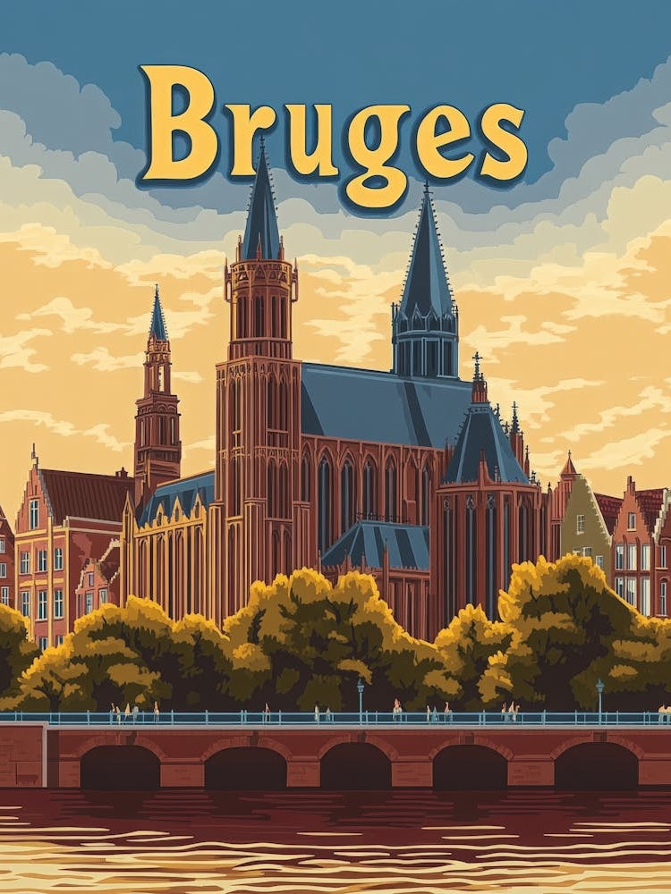 Aihrgdesign A Retro Travel Poster For Bruges Featuring The Ba 46d1750f 77b2 42fd 8c27 Db6b37df1d74 1